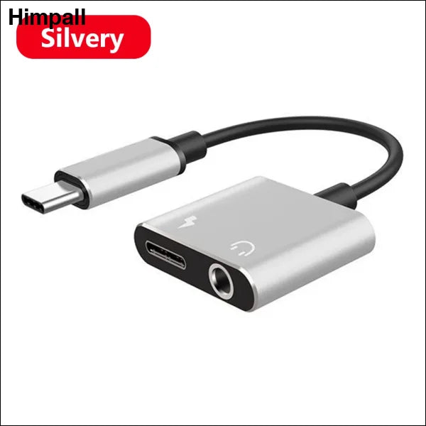 YCDC 2-in-1 USB-C to 3.5mm Headphone Splitter Adapter for Android - 2 in 1 Silver / United States