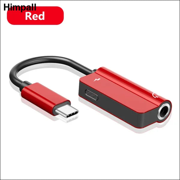 YCDC 2-in-1 USB-C to 3.5mm Headphone Splitter Adapter for Android - 2 in 1 Red / United States