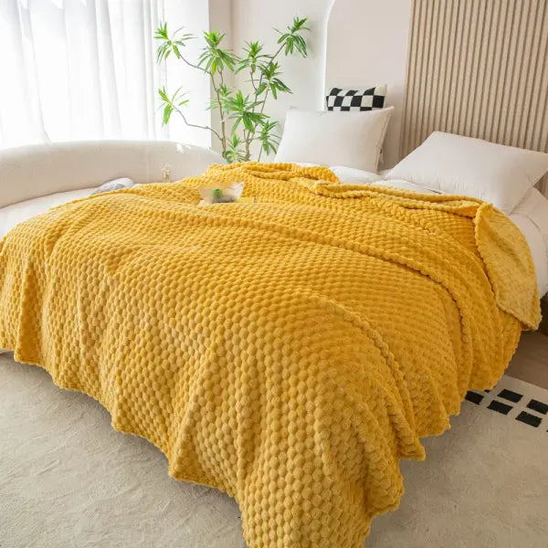 Yellow Plaid Solid Blanket Soft Warm Fluffy Throw Blanket Sofa Cover Milk Velvet Bedspread Bed for Adults Kids Pet Home