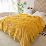 Yellow Plaid Solid Blanket Soft Warm Fluffy Throw Blanket Sofa Cover Milk Velvet Bedspread Bed for Adults Kids Pet Home