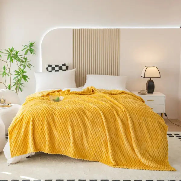 Yellow Plaid Solid Blanket Soft Warm Fluffy Throw Blanket Sofa Cover Milk Velvet Bedspread Bed for Adults Kids Pet Home