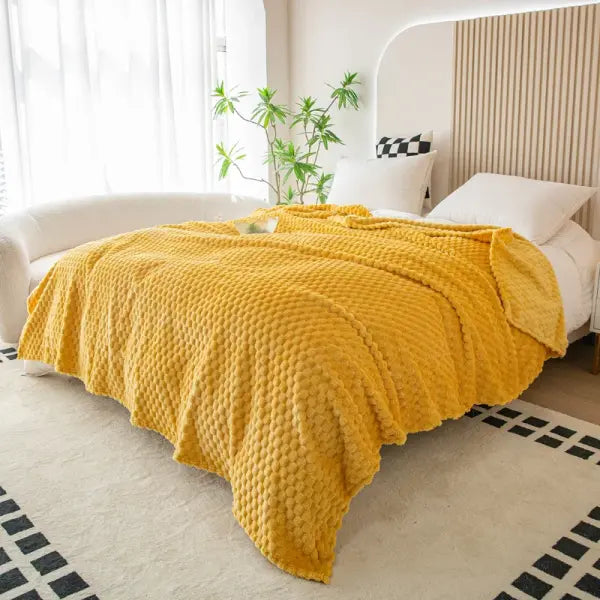 Yellow Plaid Solid Blanket Soft Warm Fluffy Throw Blanket Sofa Cover Milk Velvet Bedspread Bed for Adults Kids Pet Home