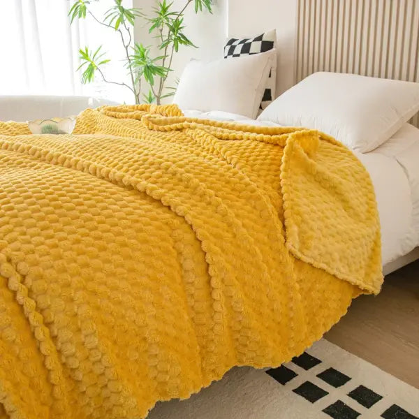 Yellow Plaid Solid Blanket Soft Warm Fluffy Throw Blanket Sofa Cover Milk Velvet Bedspread Bed for Adults Kids Pet Home