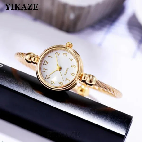 YIKAZE Women Bracelet Retro Gold Bangle Quartz Watch - Himpall