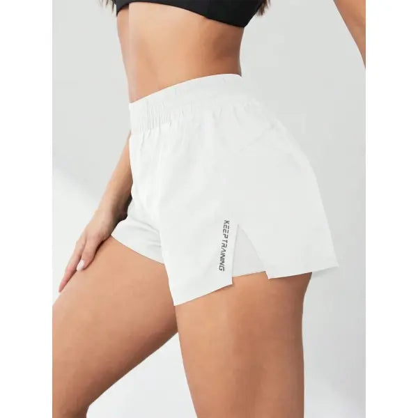 Yoga Anti-Exposure Shorts Faux Two-Piece Style Running Fitness Pants - White / L