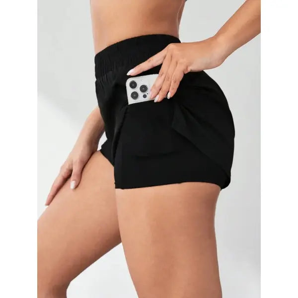 Yoga Anti-Exposure Shorts Faux Two-Piece Style Running Fitness Pants