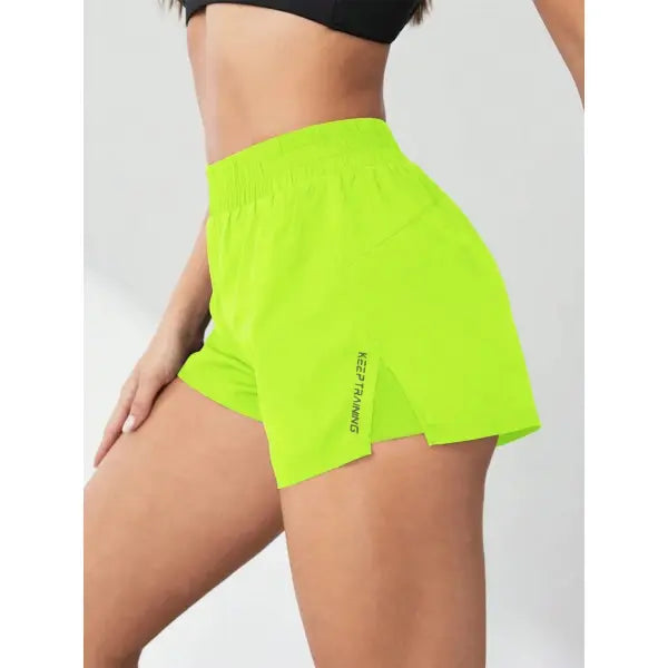 Yoga Anti-Exposure Shorts Faux Two-Piece Style Running Fitness Pants - fluorescent green / L