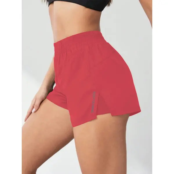 Yoga Anti-Exposure Shorts Faux Two-Piece Style Running Fitness Pants - orange red / XXL
