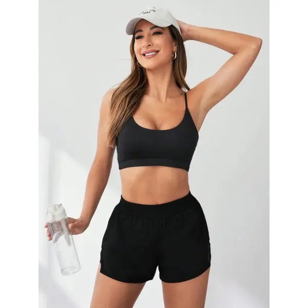 Yoga Anti-Exposure Shorts Faux Two-Piece Style Running Fitness Pants