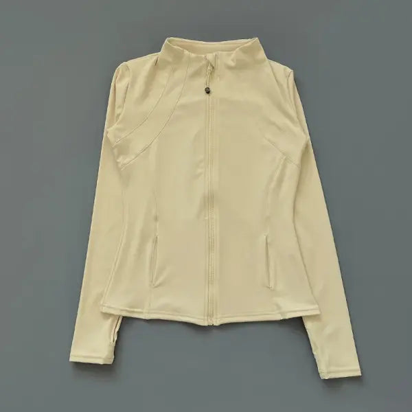 Quick Dry Women Workout Tops Sweatshirt Sports Jackets Activewear - Ivory white-Upgrades / XL