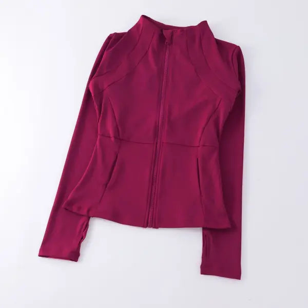 Quick Dry Women Workout Tops Sweatshirt Sports Jackets Activewear - Red / M
