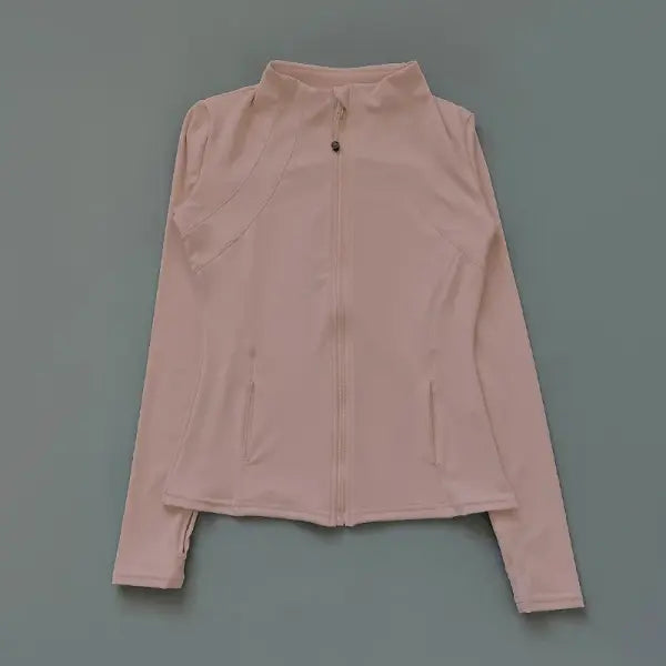 Women’s Yoga & Running Windbreaker – Long Sleeve Sports Jacket Activewear Top - pink-Upgrades / XL