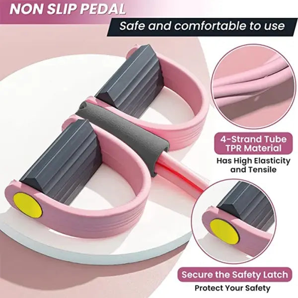 Yoga Pedal Pull Rope Fitness Equipment for Abdomen Waist Training - Pink and Grey