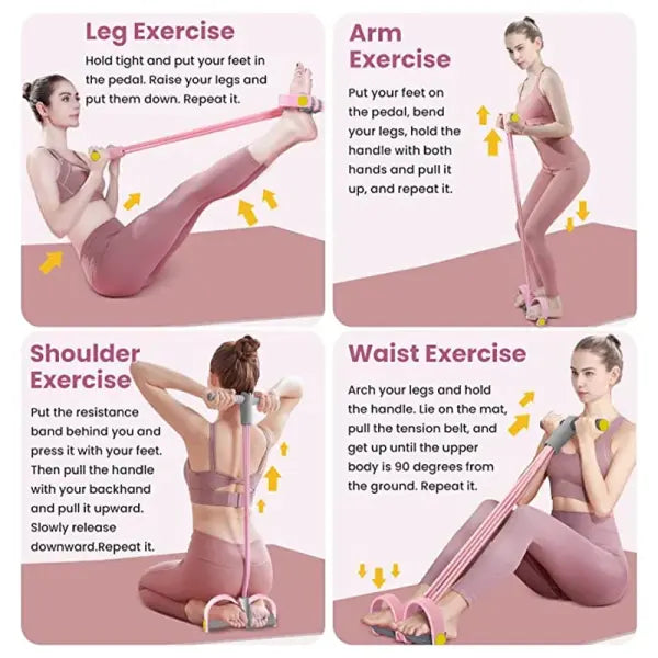 Yoga Pedal Pull Rope Fitness Equipment for Abdomen Waist Training - Pink and Grey