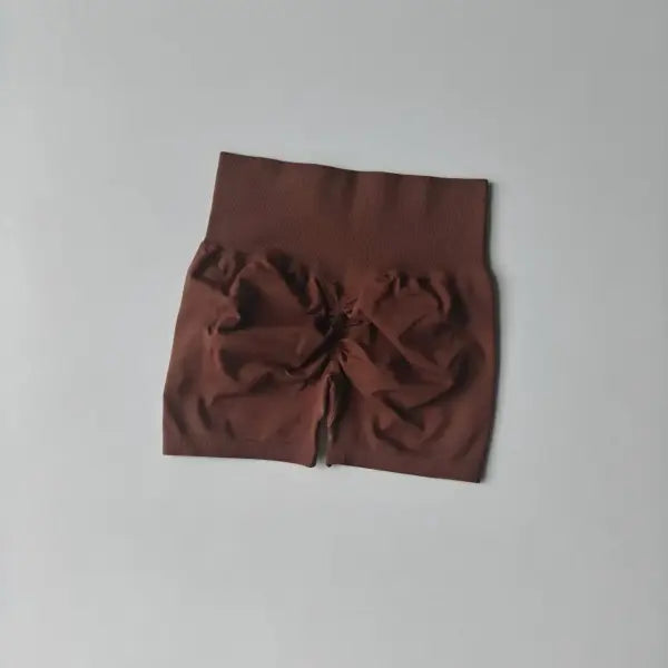 Polyester model number yoga shorts peach high waist fitness - Coffee / L