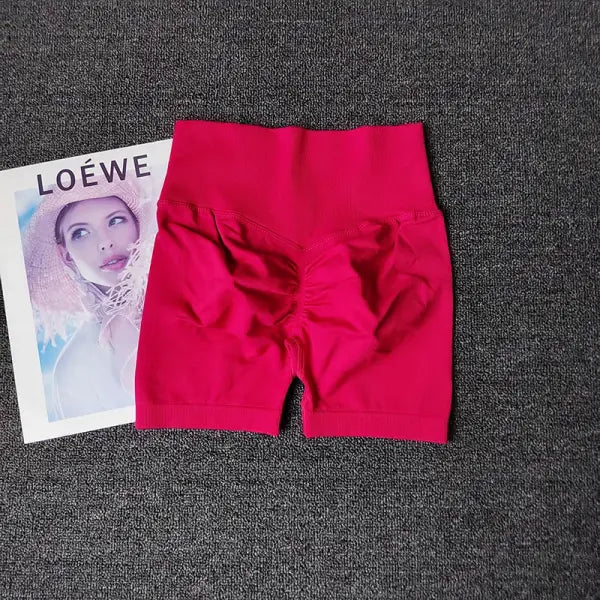 Polyester model number yoga shorts peach high waist fitness - ShuMei / M