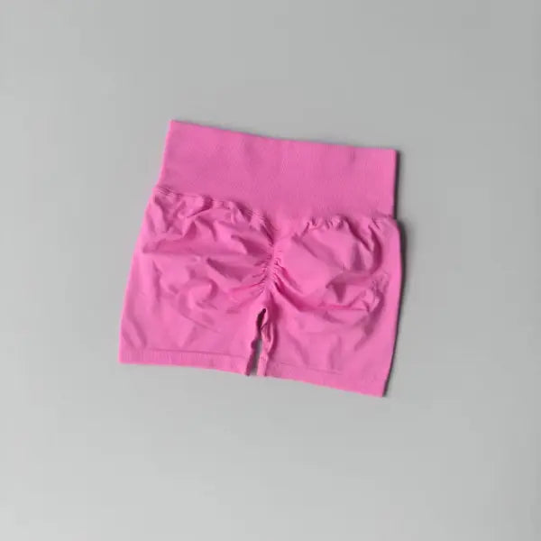 Polyester model number yoga shorts peach high waist fitness - HuaFen / L