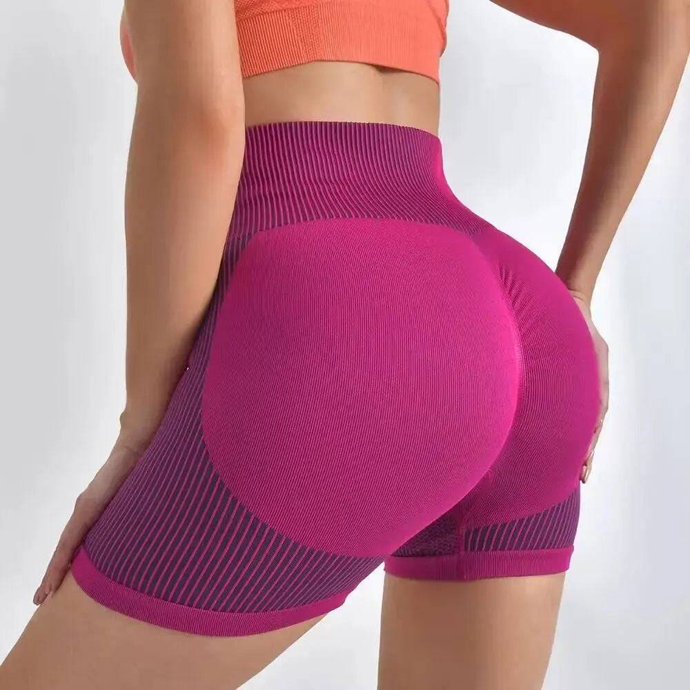 Yoga Shorts with Breathable Fabric & Tummy Control - Sleek Design - Rose Red / L