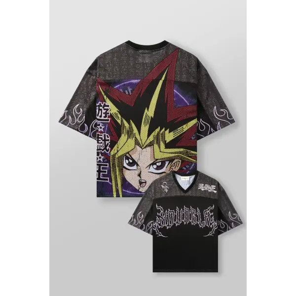 Young American oversized T-shirt summer new casual sports fitness quick drying breathable printed large mesh short