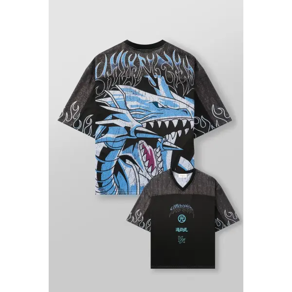 Young American oversized T-shirt summer new casual sports fitness quick drying breathable printed large mesh short