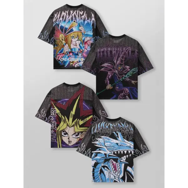 Young American oversized T-shirt summer new casual sports fitness quick drying breathable printed large mesh short