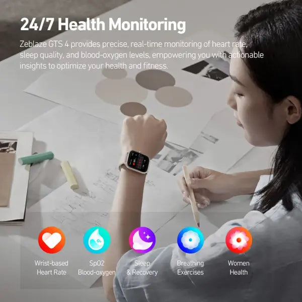 Zeblaze GTS 4 AMOLED Screen Smart Watch 1.94 Inch Health Tracking
