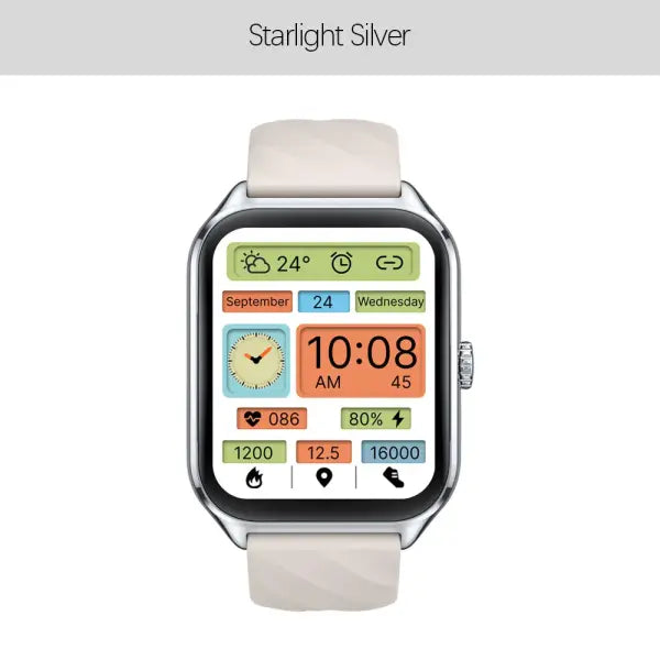 Zeblaze GTS 4 AMOLED Screen Smart Watch 1.94 Inch Health Tracking - Starlight Silver